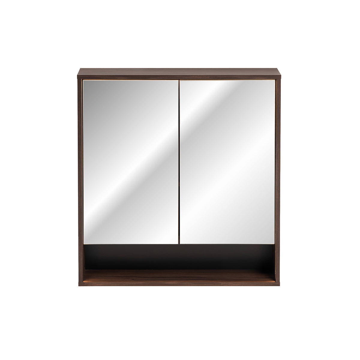 Miroir armoire murale 2 portes 80cm Moka Bois foncé - vue 3
