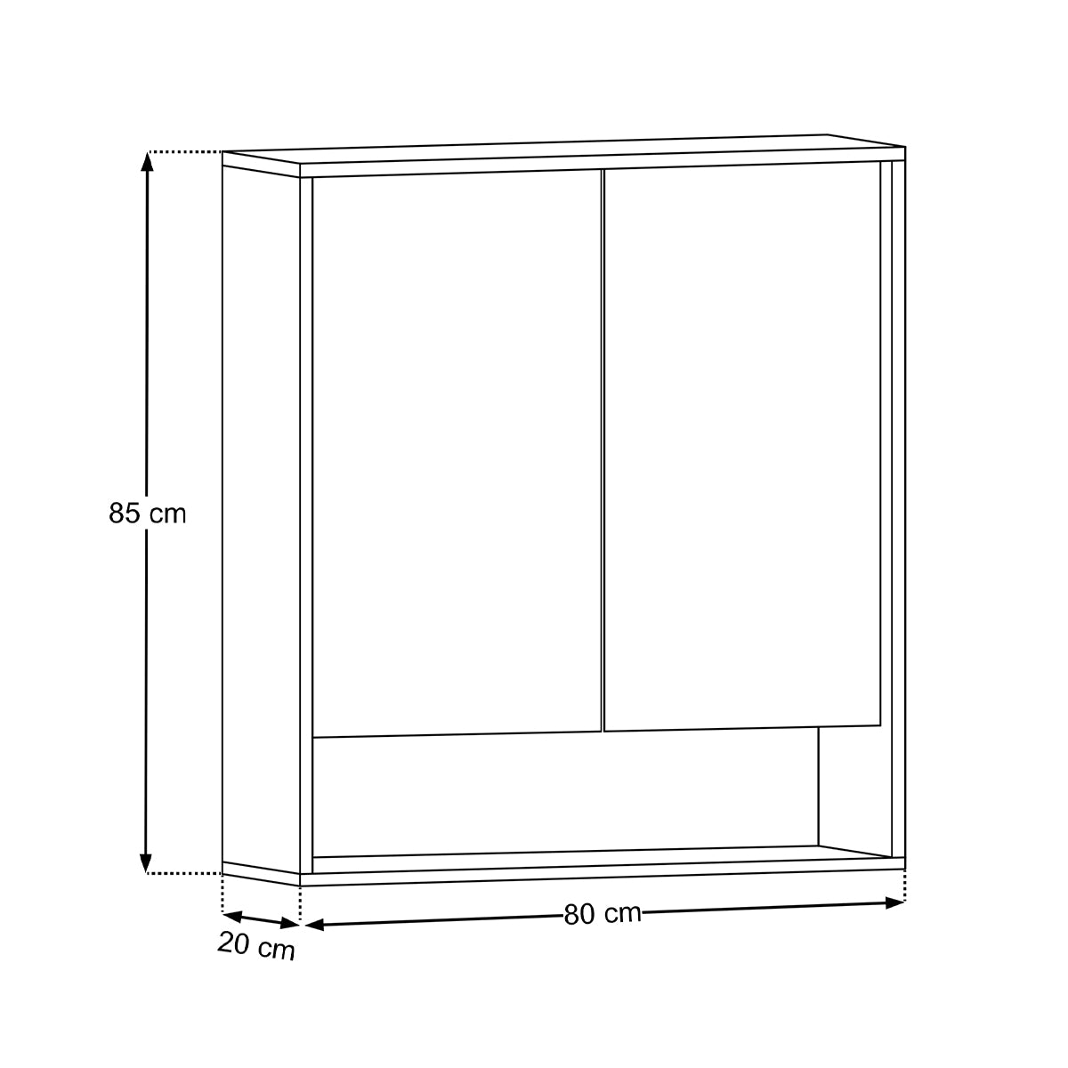 Miroir armoire murale 2 portes 80cm Moka Bois foncé - vue 8