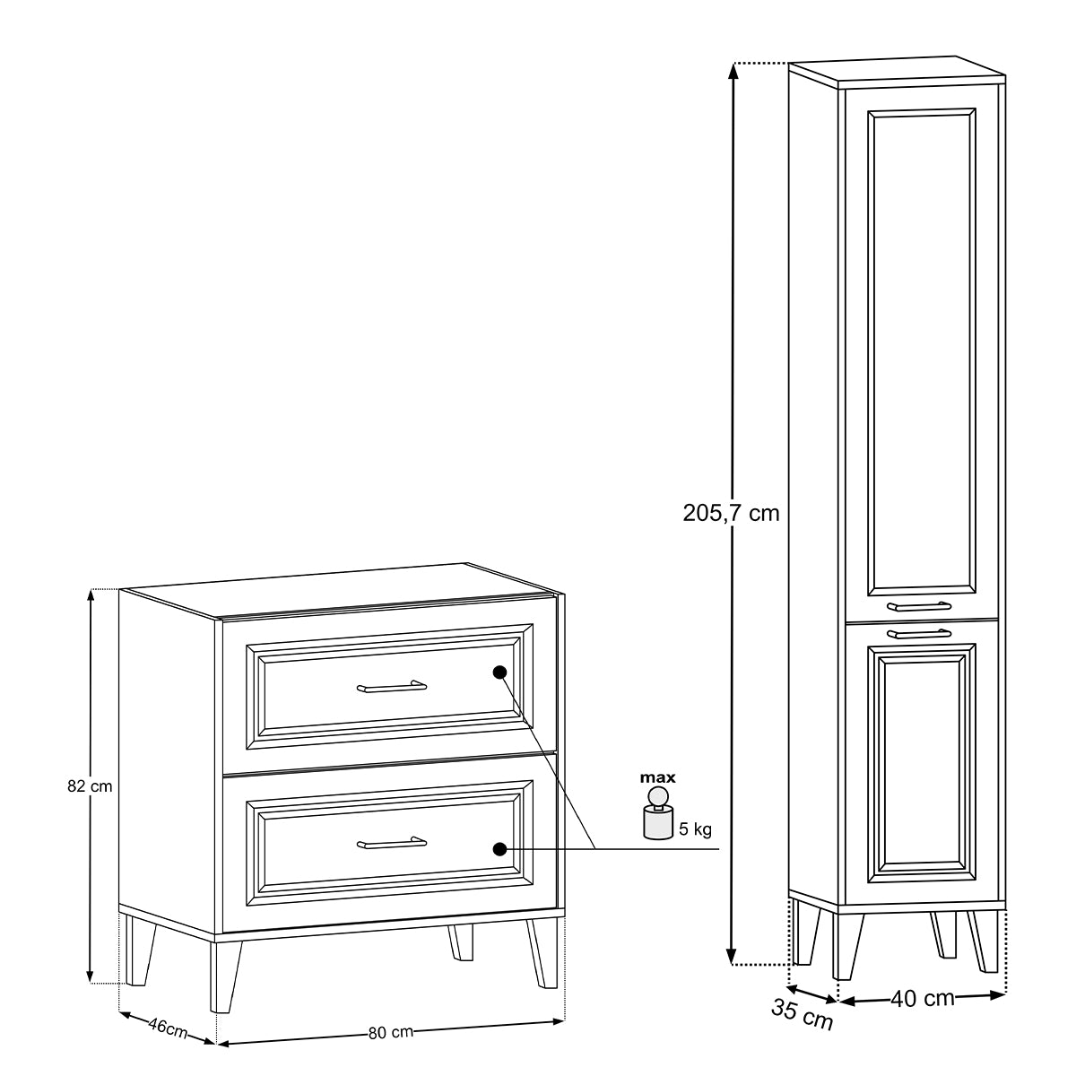 Ensemble meuble simple vasque encastrée 80cm et colonne Moka Bois foncé - vue 10