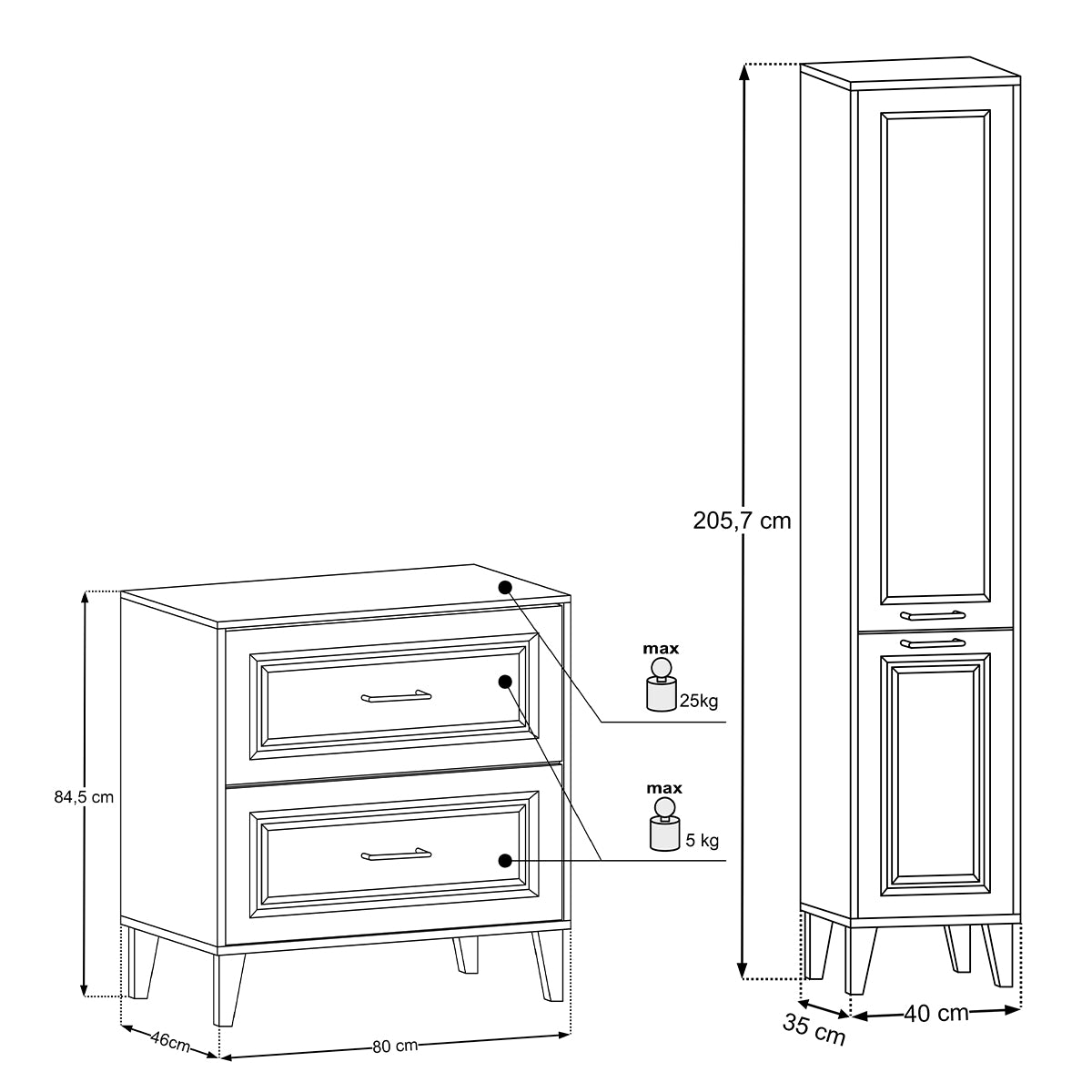 Ensemble meuble simple vasque 80cm et colonne Moka Bois foncé - vue 10