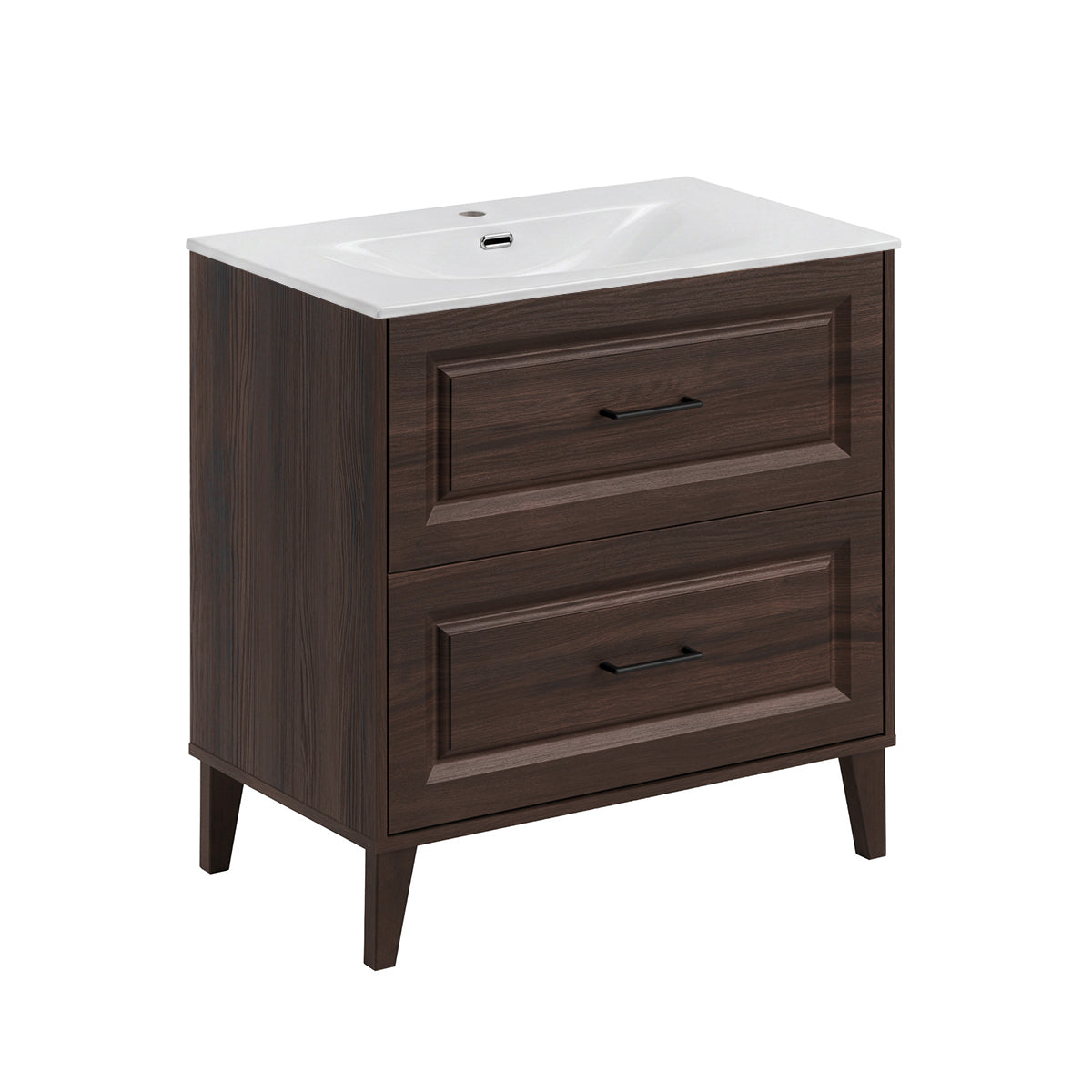 Meuble simple vasque encastrée 80cm Moka Bois foncé