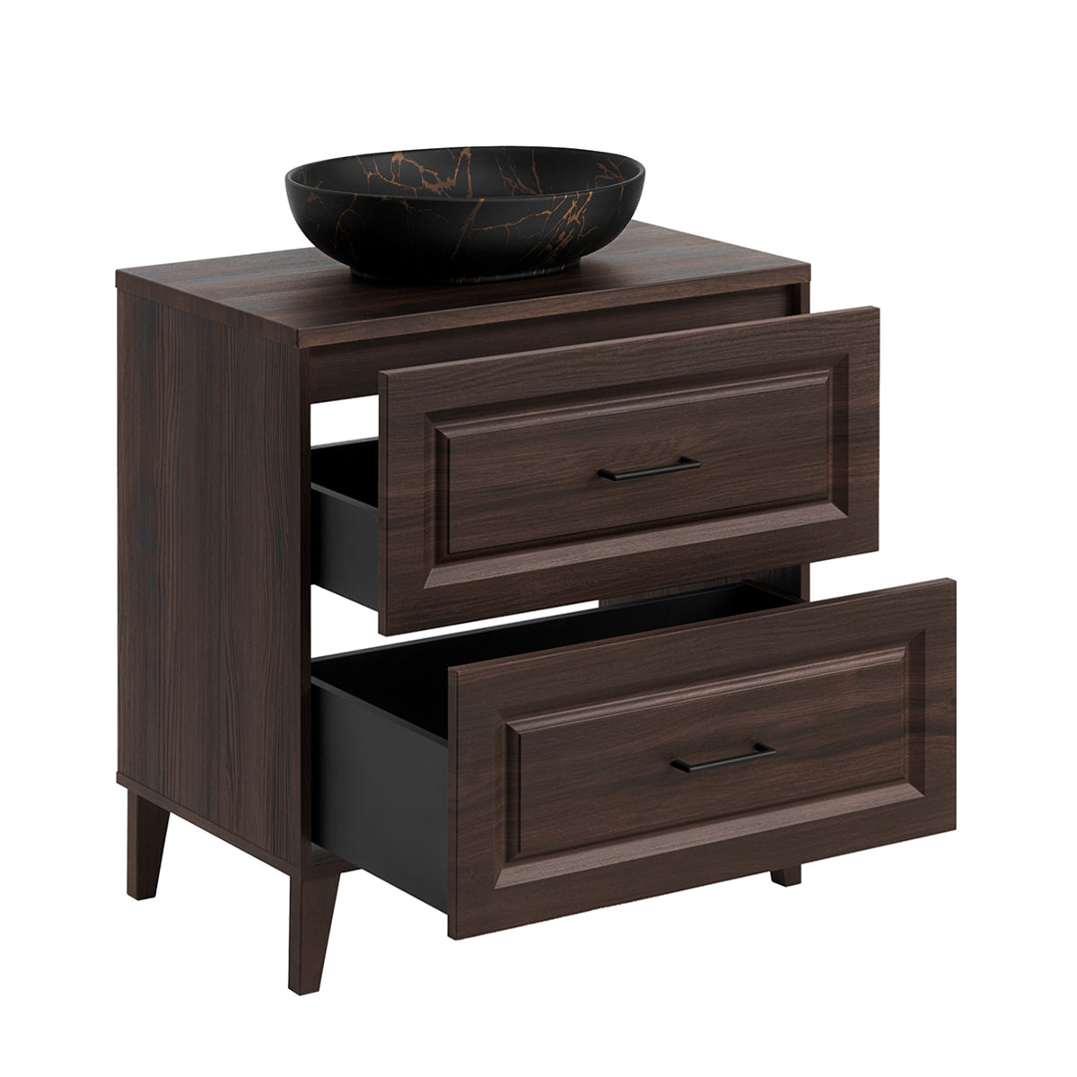 Ensemble meuble simple vasque 80cm et colonne Moka Bois foncé - vue 3