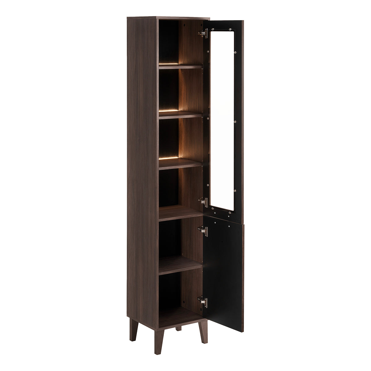 Ensemble meuble simple vasque encastrée droite 120cm colonne et armoire miroir Moka Bois foncé - vue 8