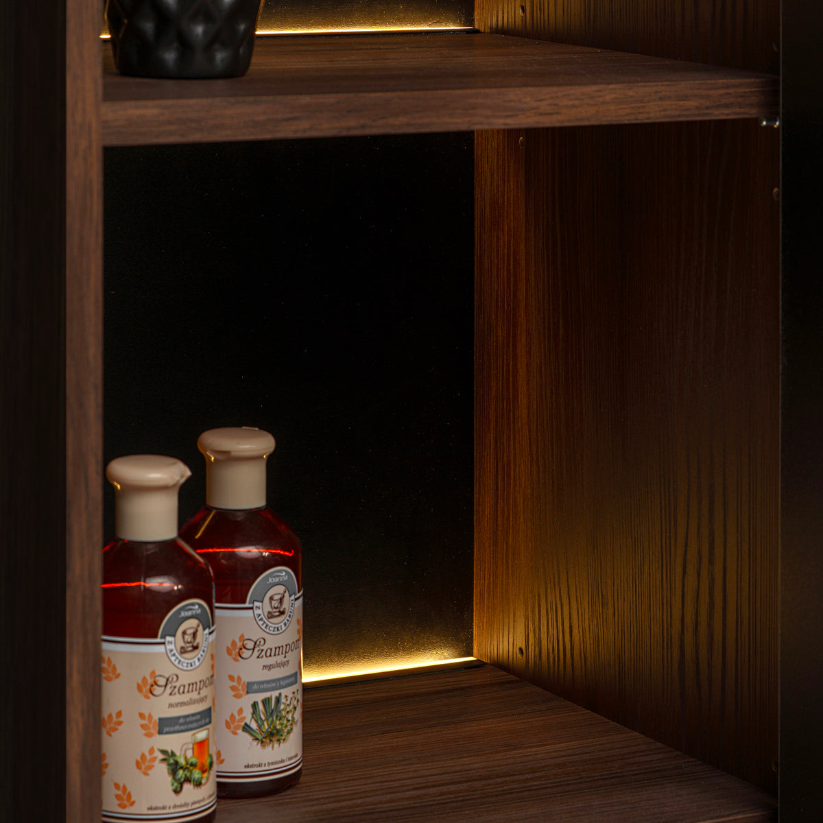 Ensemble meuble simple vasque encastrée droite 120cm et colonne Moka Bois foncé - vue 9