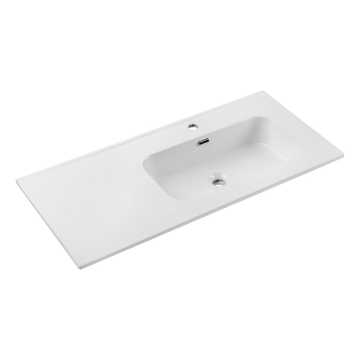 Ensemble meuble simple vasque encastrée droite 100cm colonne et armoire miroir Moka Bois foncé - vue 10