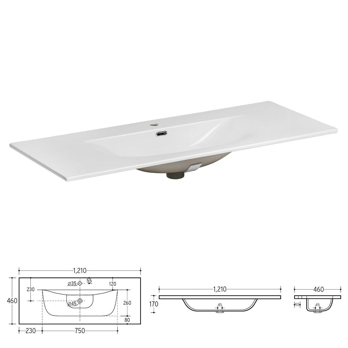 Ensemble meuble simple vasque encastrée 120cm colonne et armoire miroir Moka Bois foncé - vue 12