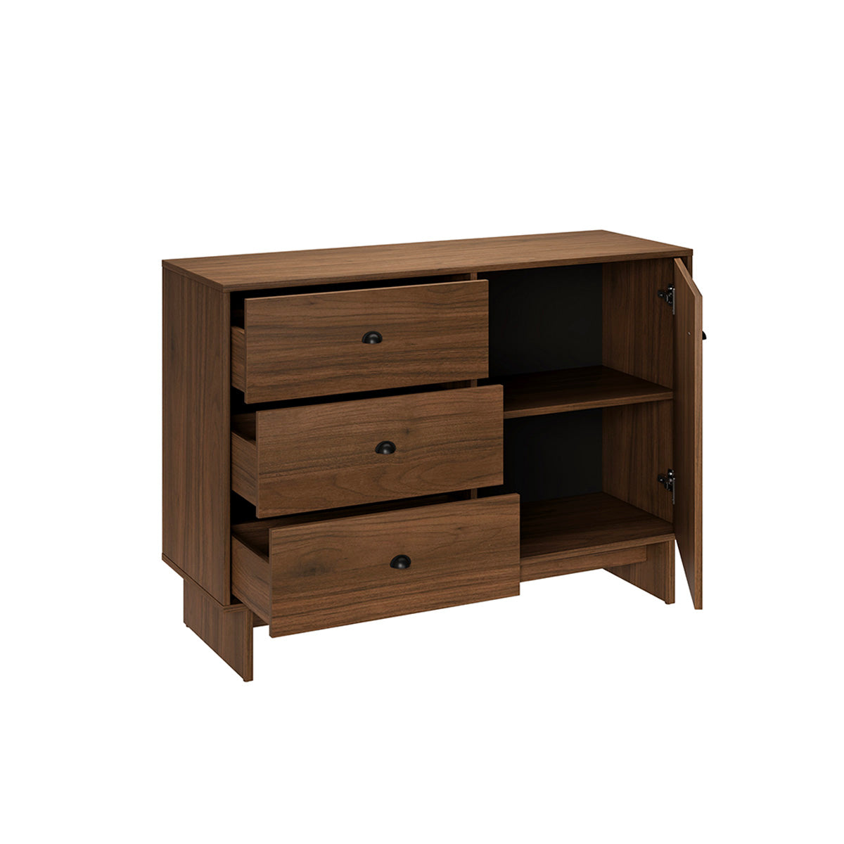 Buffet 1 porte 3 tiroirs Riyo Bois foncé - vue 4