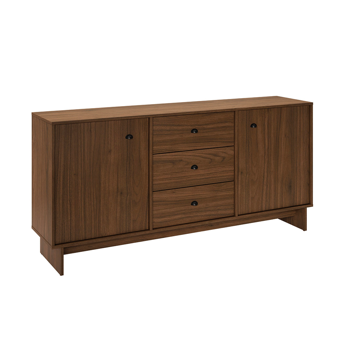 Buffet 2 portes 3 tiroirs Riyo Bois foncé
