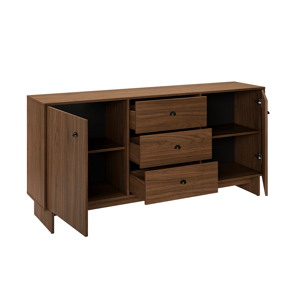Buffet 2 portes 3 tiroirs Riyo Bois foncé - vue 4