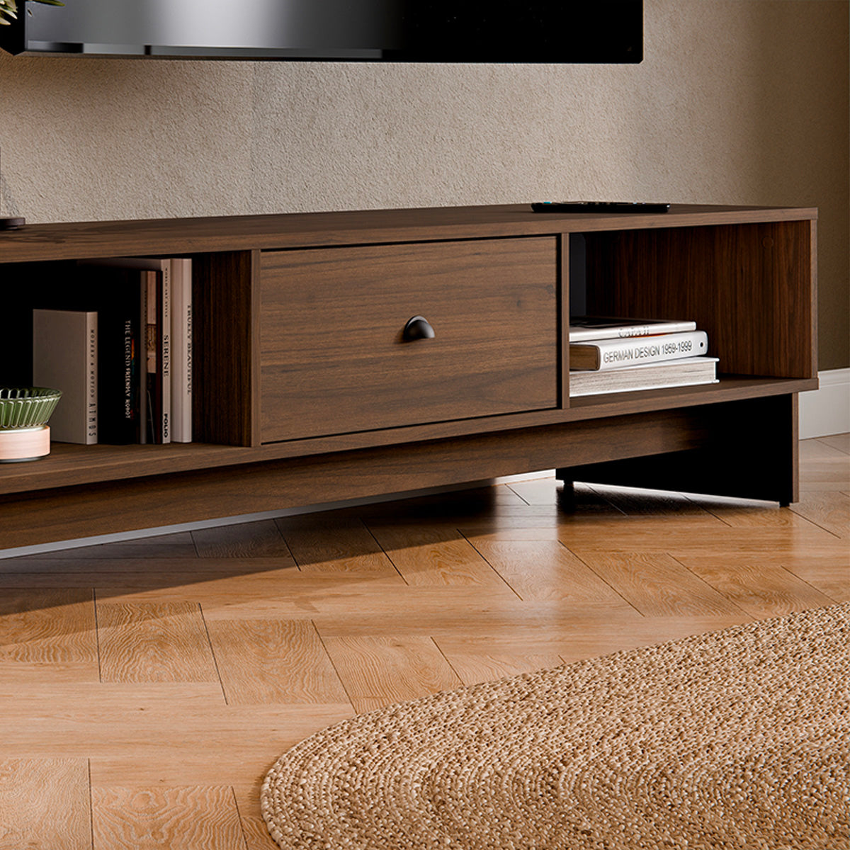 Meuble TV 1 tiroir 176 cm Riyo Bois foncé - vue 7