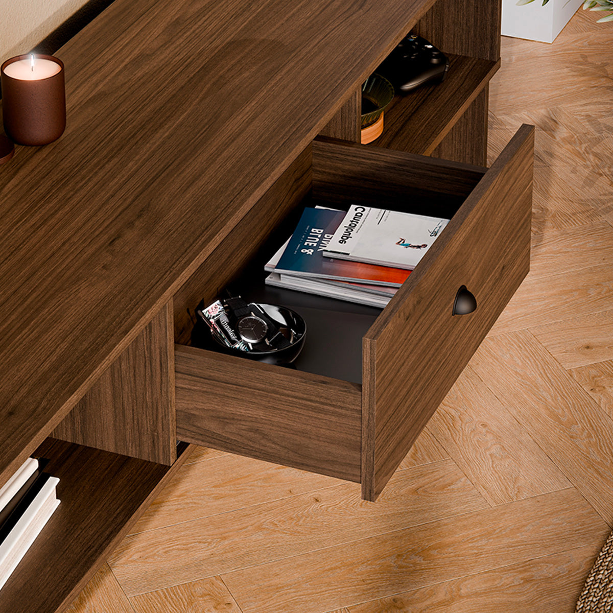 Meuble TV 1 tiroir 176 cm Riyo Bois foncé - vue 9