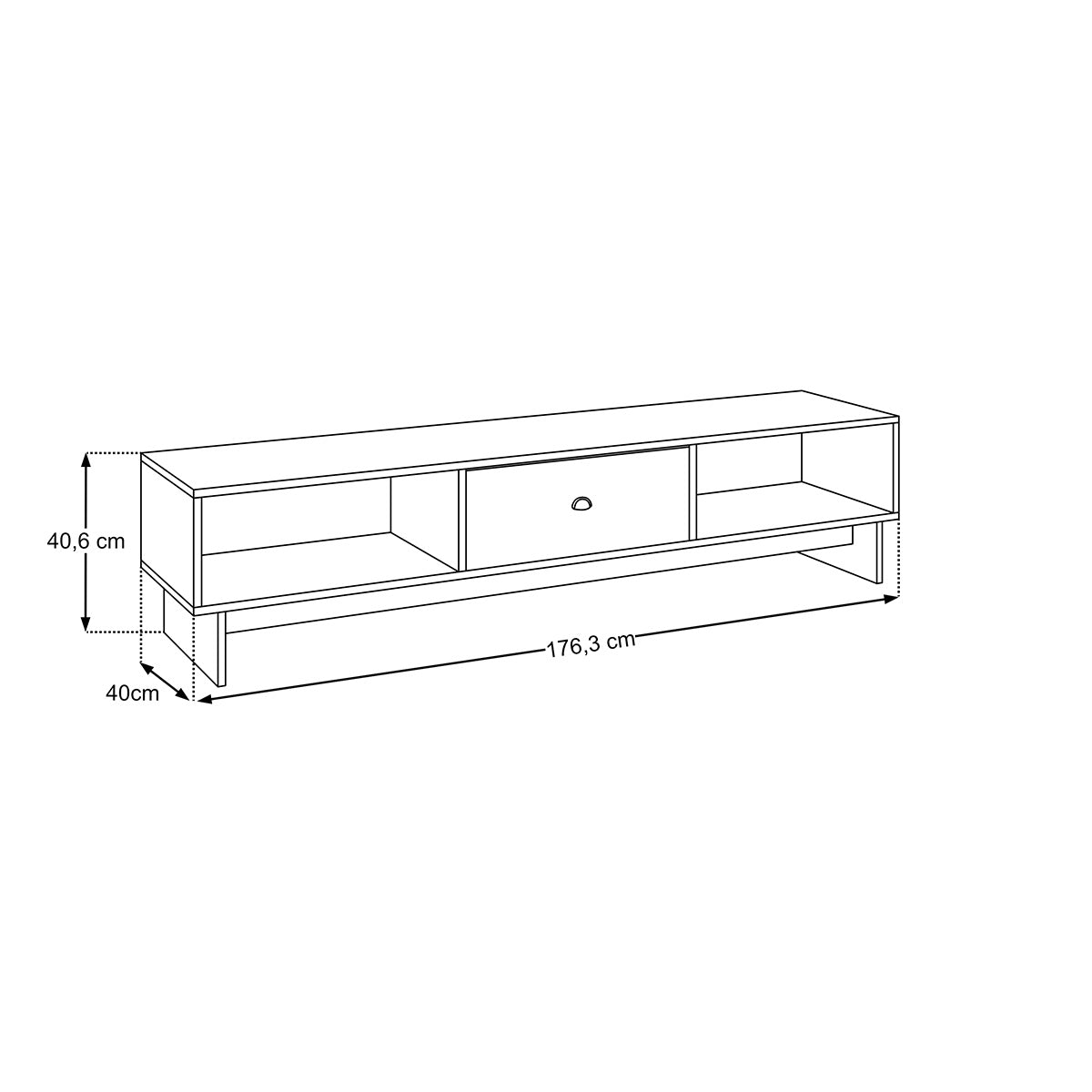 Meuble TV 1 tiroir 176 cm Riyo Bois foncé - vue 11
