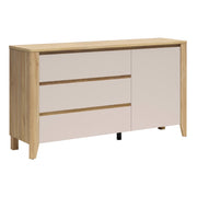 Commode 3 tiroirs 1 porte Samara Bois et Cachemire