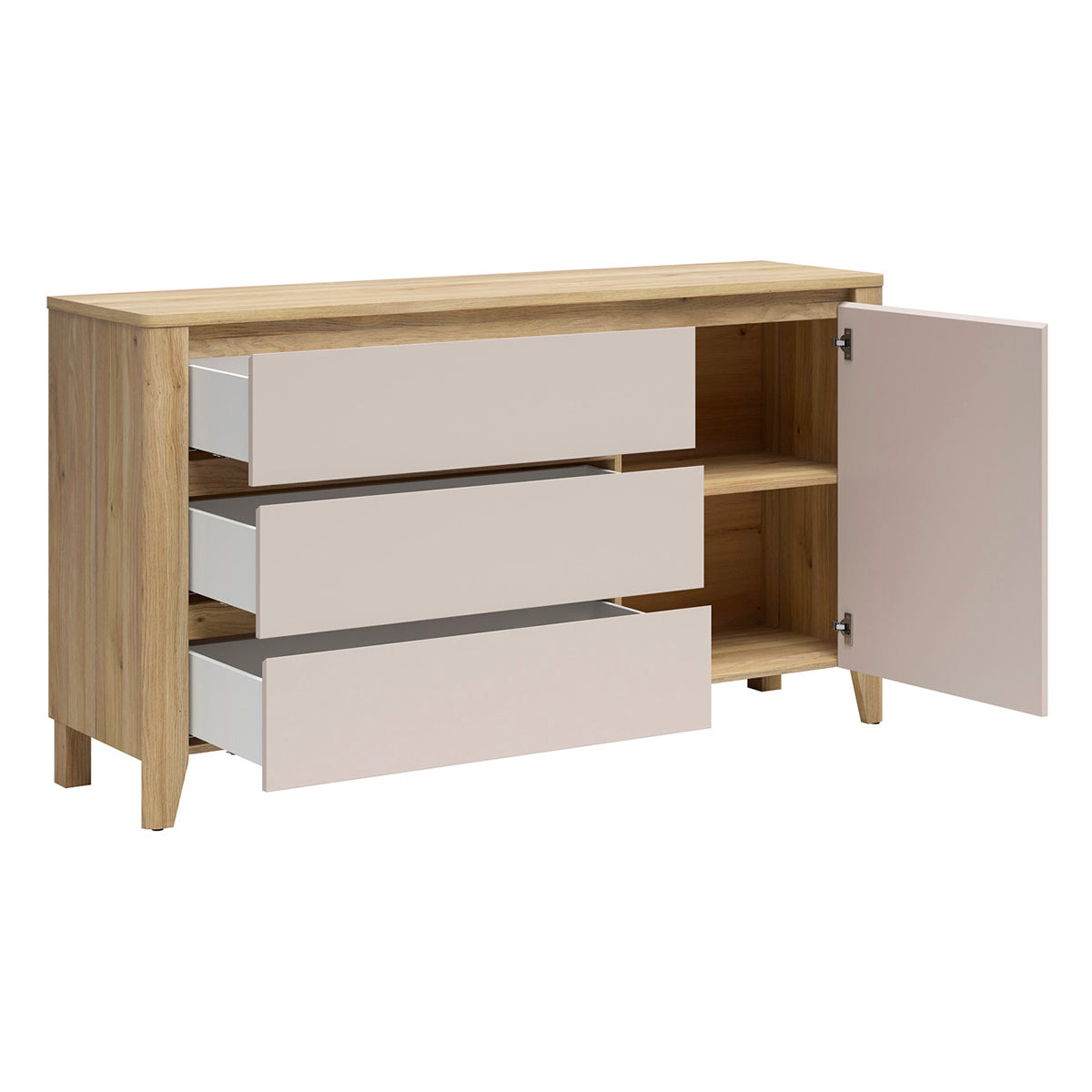 Commode 3 tiroirs 1 porte Samara Bois et Cachemire - vue 4