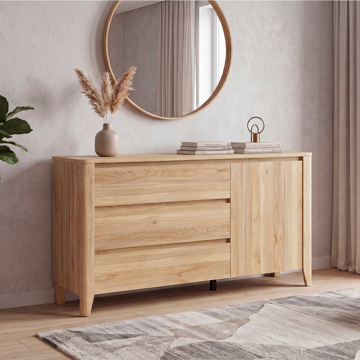 Commode 3 tiroirs 1 porte Samara Bois - vue 2