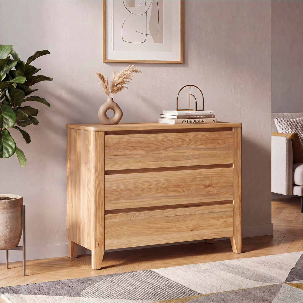Commode 3 tiroirs Samara Bois - vue 2