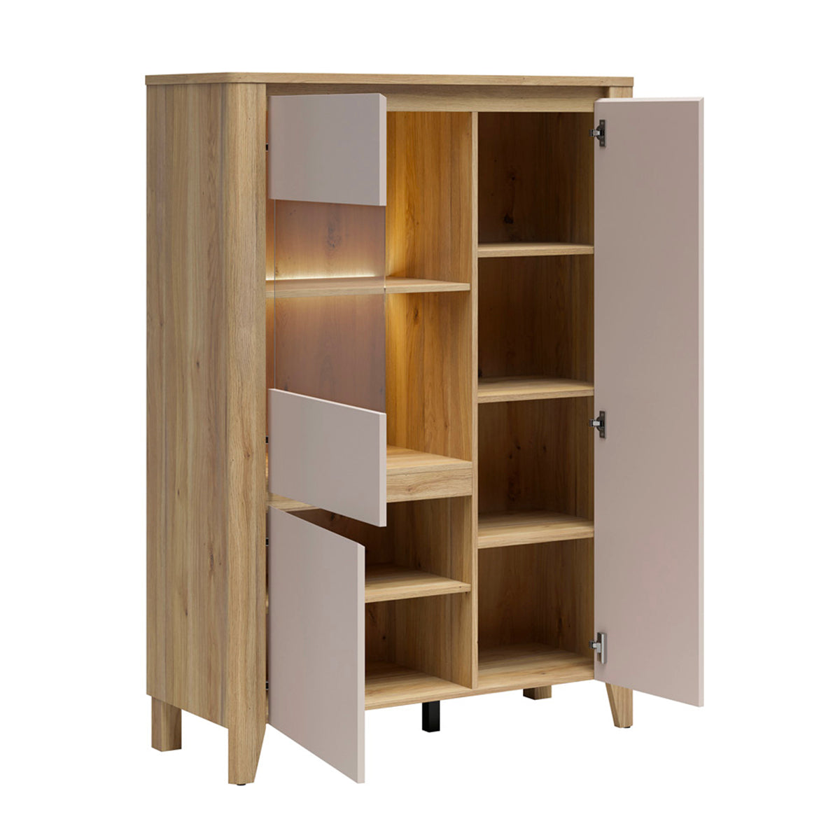 Vaisselier 3 portes LED inclus Samara Bois et Cachemire - vue 4