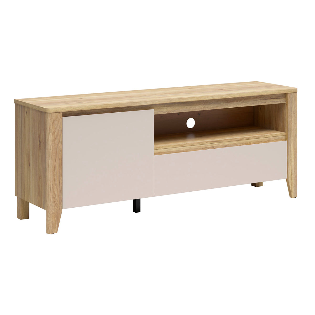 Meuble TV 1 porte 1 tiroir 161 cm Samara Bois et Cachemire