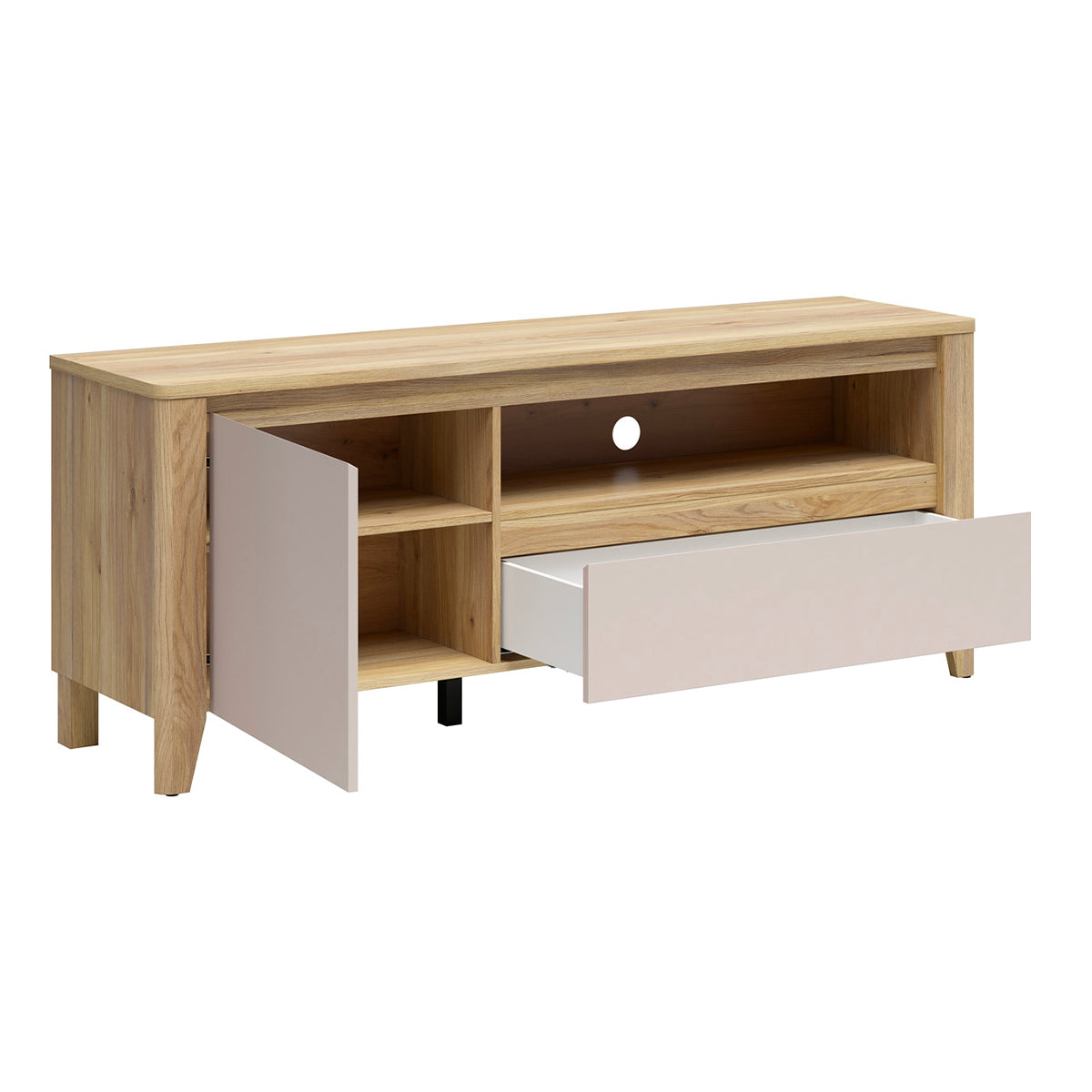 Meuble TV 1 porte 1 tiroir 161 cm Samara Bois et Cachemire - vue 4