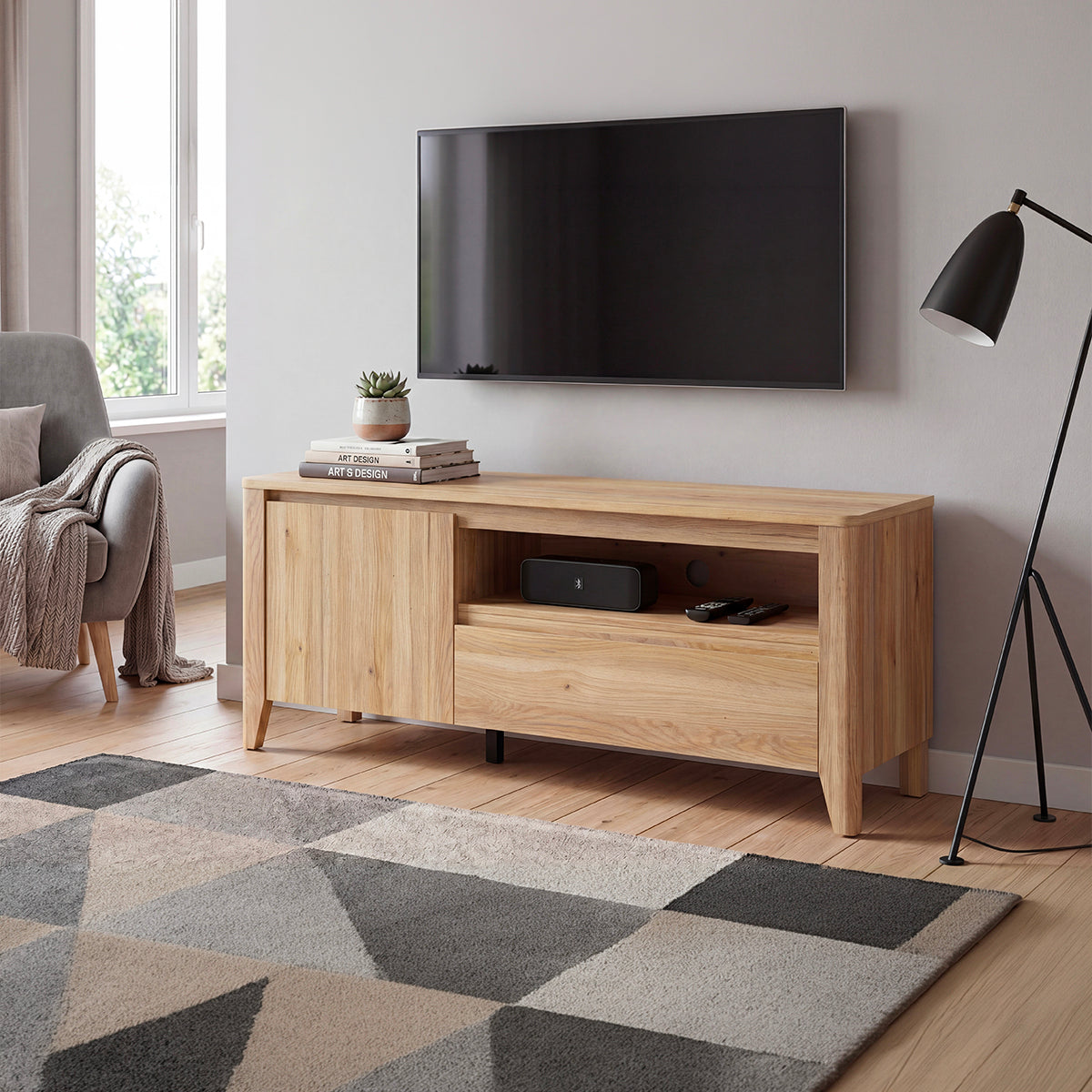 Meuble TV 1 porte 1 tiroir 161 cm Samara Bois - vue 2