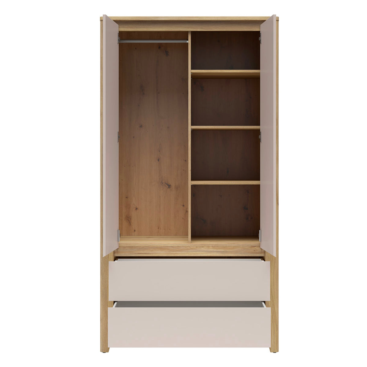 Armoire 2 portes 2 tiroirs Samara Bois et Cachemire - vue 2