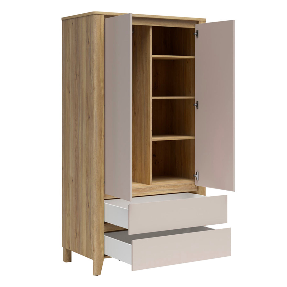 Armoire 2 portes 2 tiroirs Samara Bois et Cachemire - vue 3