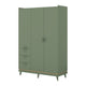 Armoire 3 portes 3 tiroirs Sandy Vert