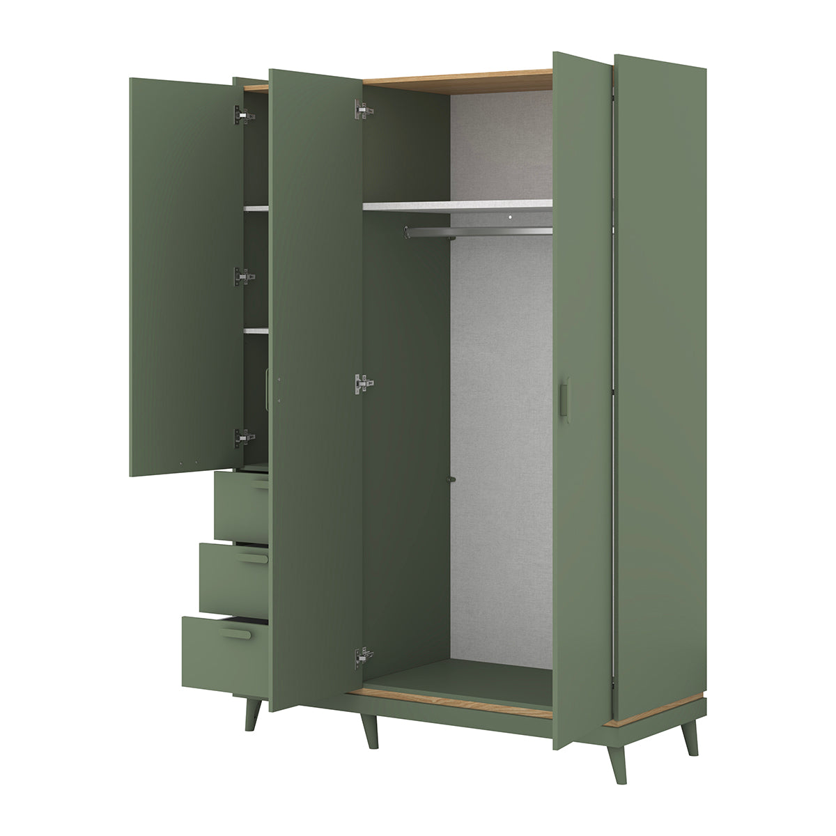 Armoire 3 portes 3 tiroirs Sandy Vert - vue 3