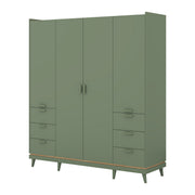 Armoire 4 portes 6 tiroirs Sandy Vert