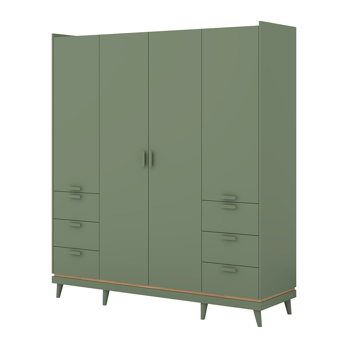 Armoire 4 portes 6 tiroirs Sandy Vert