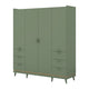 Armoire 4 portes 6 tiroirs Sandy Vert