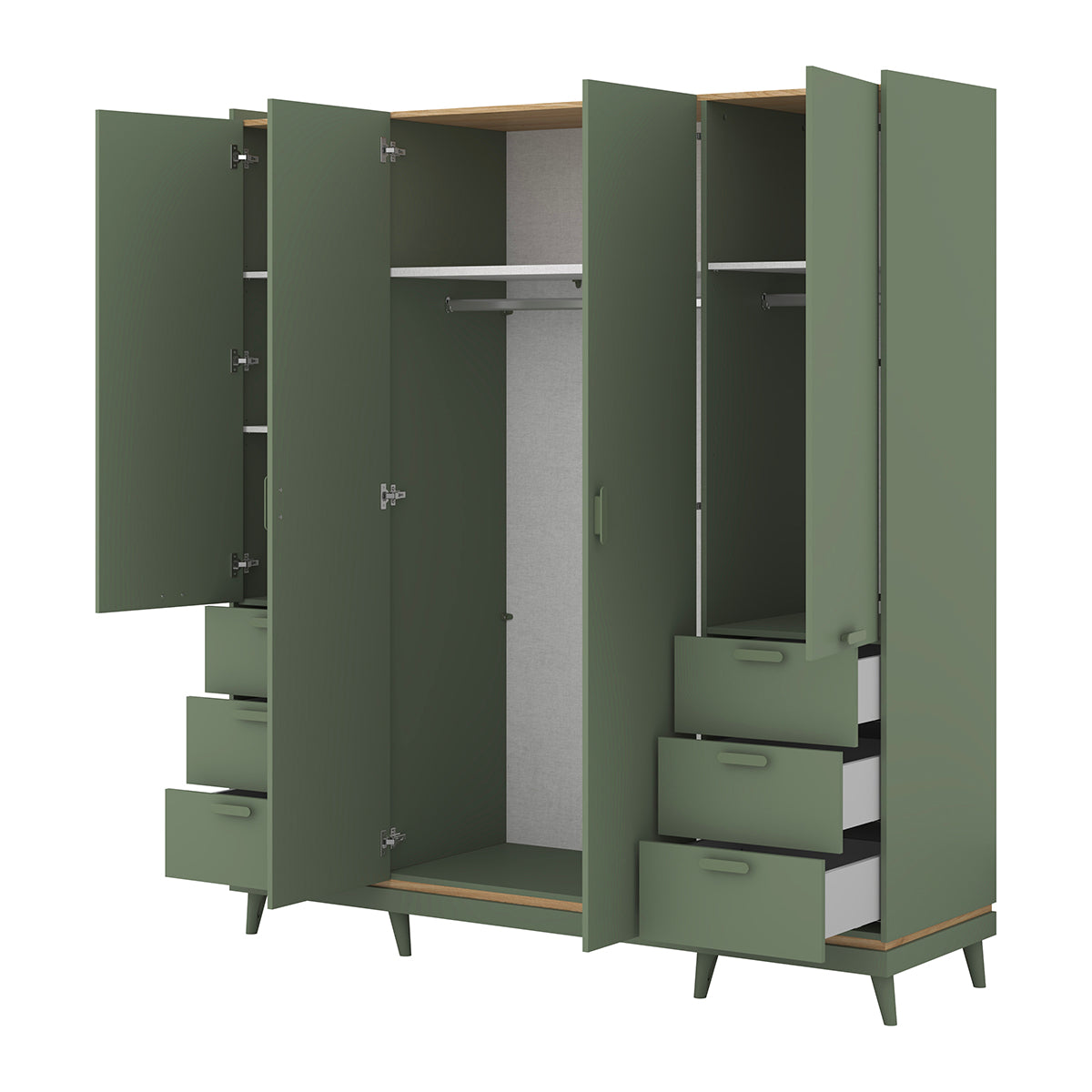 Armoire 4 portes 6 tiroirs Sandy Vert - vue 4