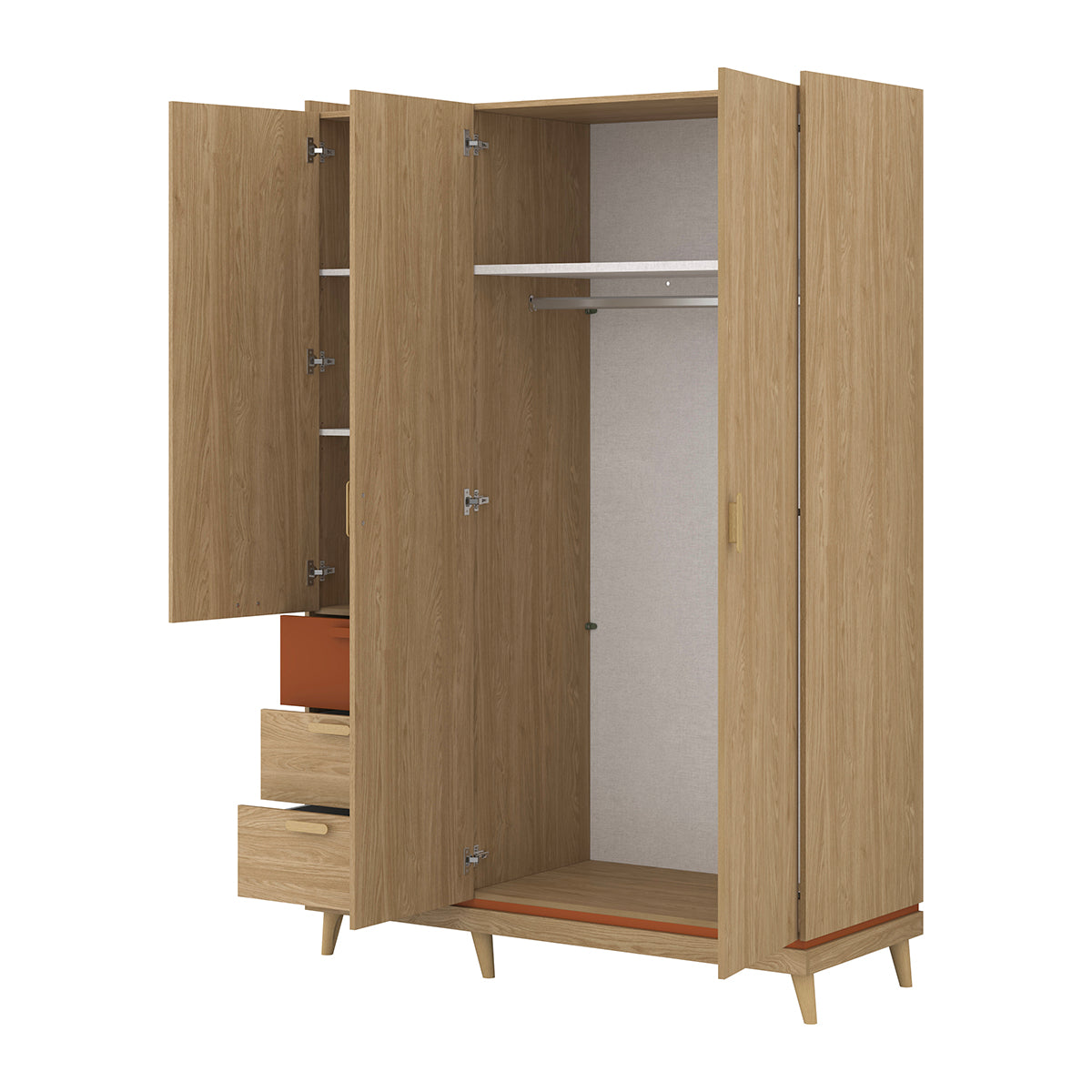 Armoire 3 portes 3 tiroirs Sandy Bois - vue 3