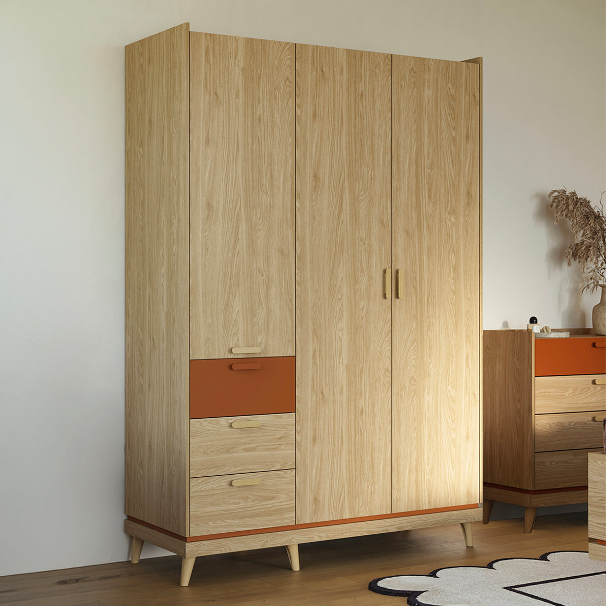 Armoire 3 portes 3 tiroirs Sandy Bois - vue 2