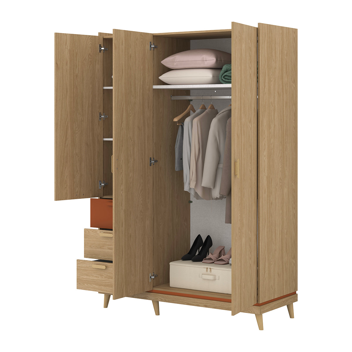 Armoire 3 portes 3 tiroirs Sandy Bois - vue 4