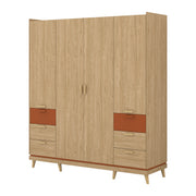 Armoire 4 portes 6 tiroirs Sandy Bois
