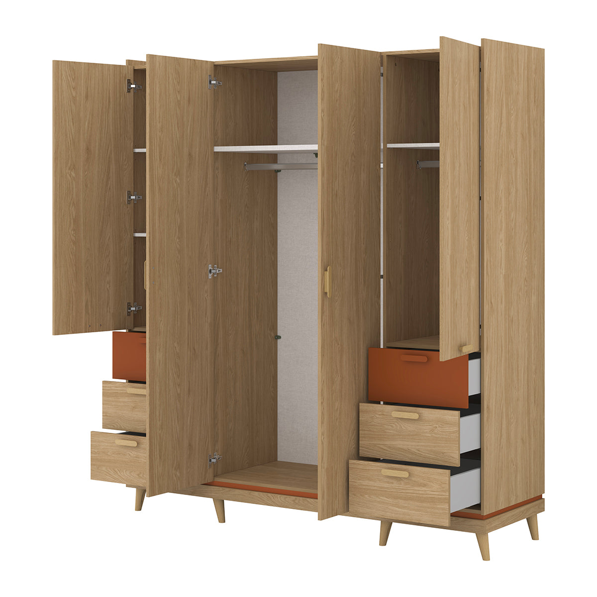 Armoire 4 portes 6 tiroirs Sandy Bois - vue 3