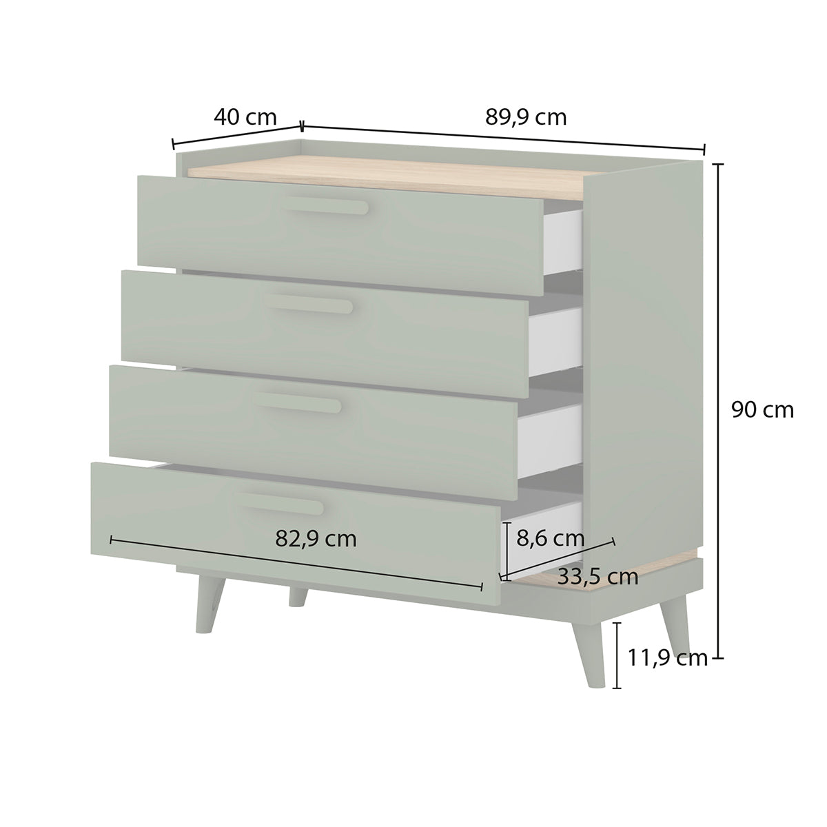 Commode 4 tiroirs Sandy Bois - vue 5