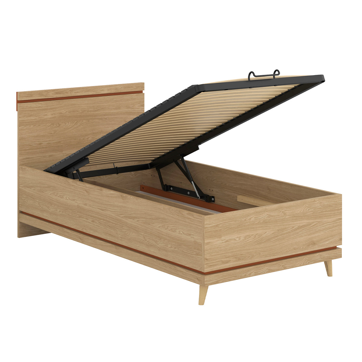Lit coffre 100x200 sommier inclus Sandy Bois - vue 4