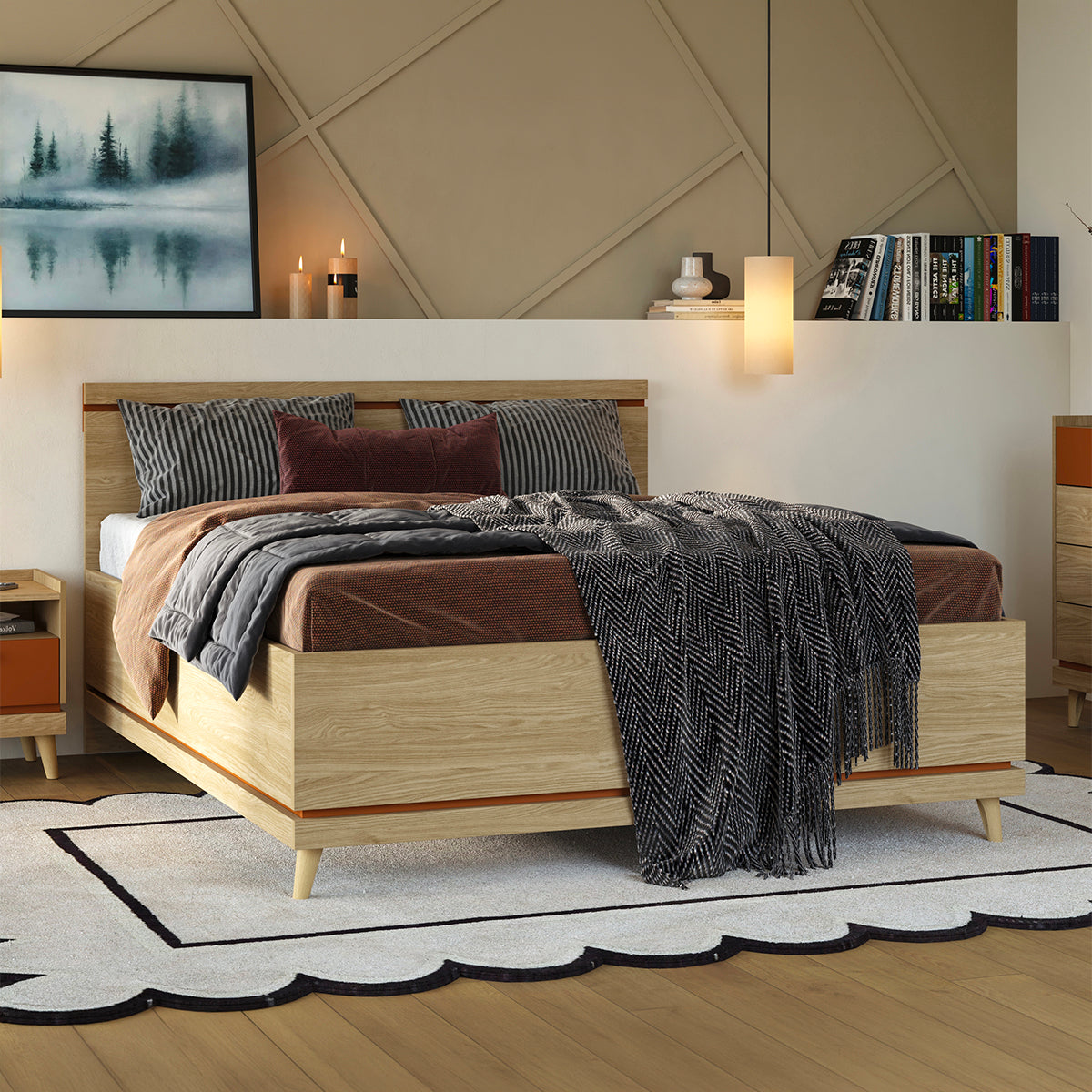 Lit coffre 160x200 sommier inclus Sandy Bois - vue 2