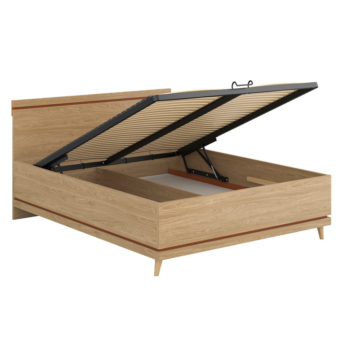 Lit coffre 160x200 sommier inclus Sandy Bois - vue 3
