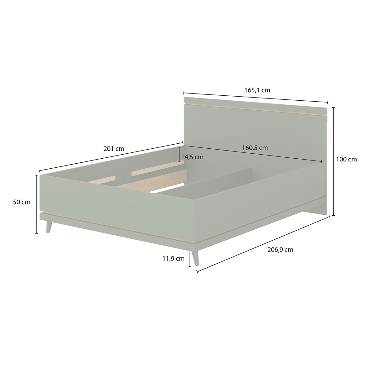 Lit coffre 160x200 sommier inclus Sandy Bois - vue 7