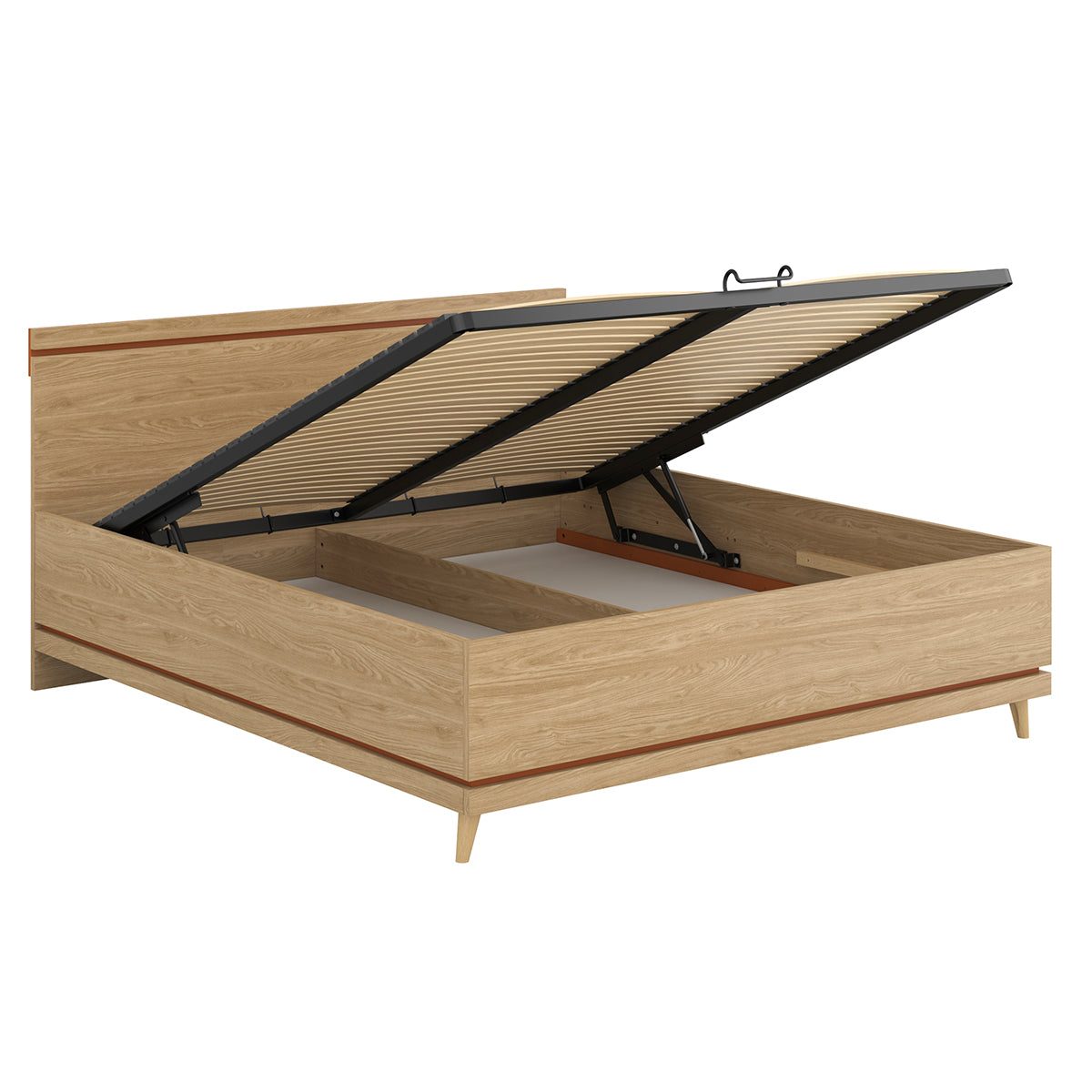 Lit coffre 180x200 sommier inclus Sandy Bois - vue 3