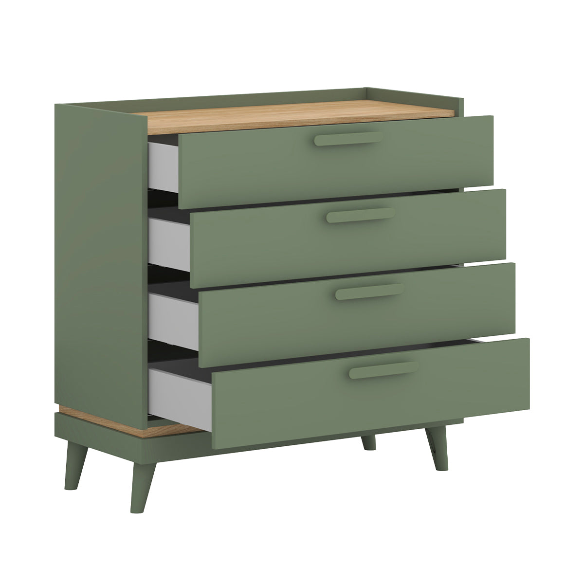 Commode 4 tiroirs Sandy Vert - vue 3