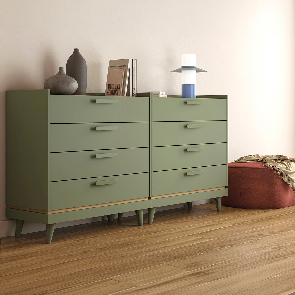 Commode 4 tiroirs Sandy Vert - vue 4