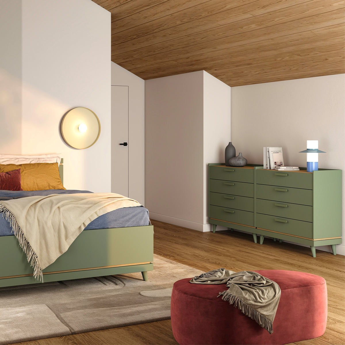 Commode 4 tiroirs Sandy Vert - vue 5