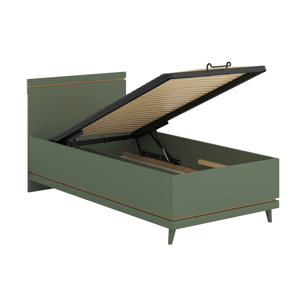Lit coffre 100x200 sommier inclus Sandy Vert - vue 4