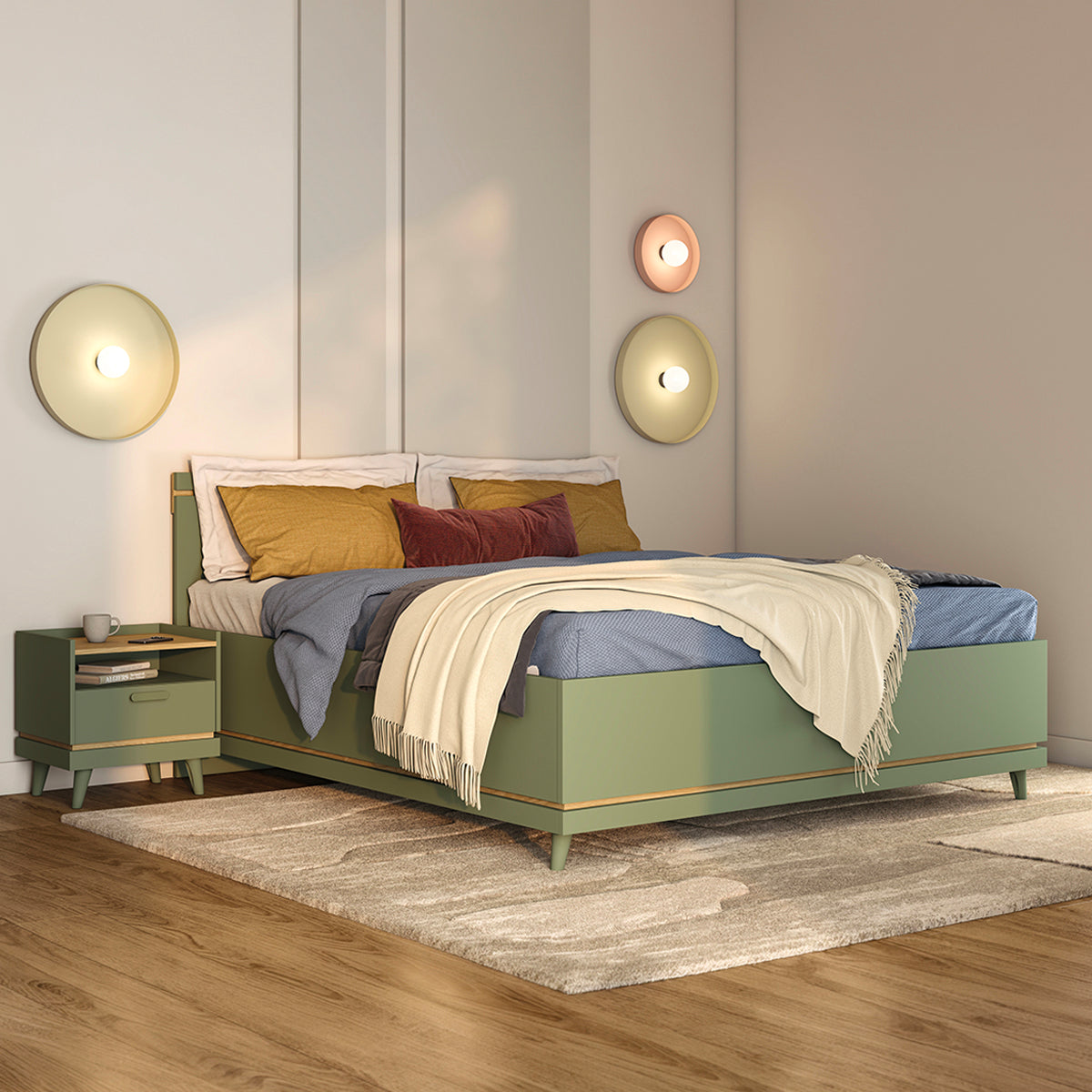 Lit coffre 160x200 sommier inclus Sandy Vert - vue 2