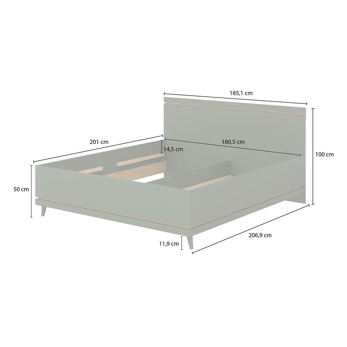 Lit coffre 180x200 sommier inclus Sandy Vert - vue 7