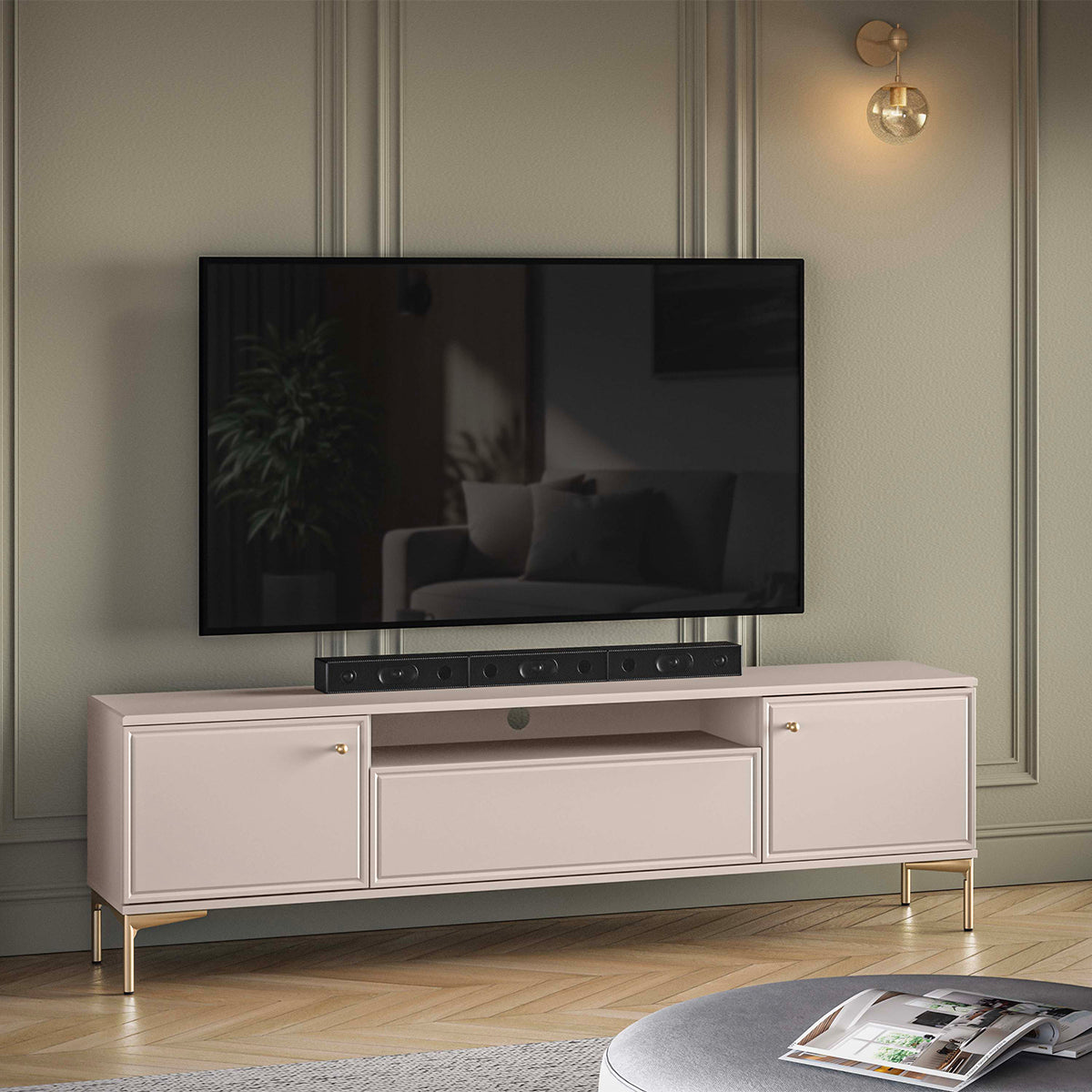 Meuble TV 3 portes Sélène Cachemire - vue 2